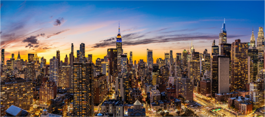 Main image New York City panoramic skyline at sunset