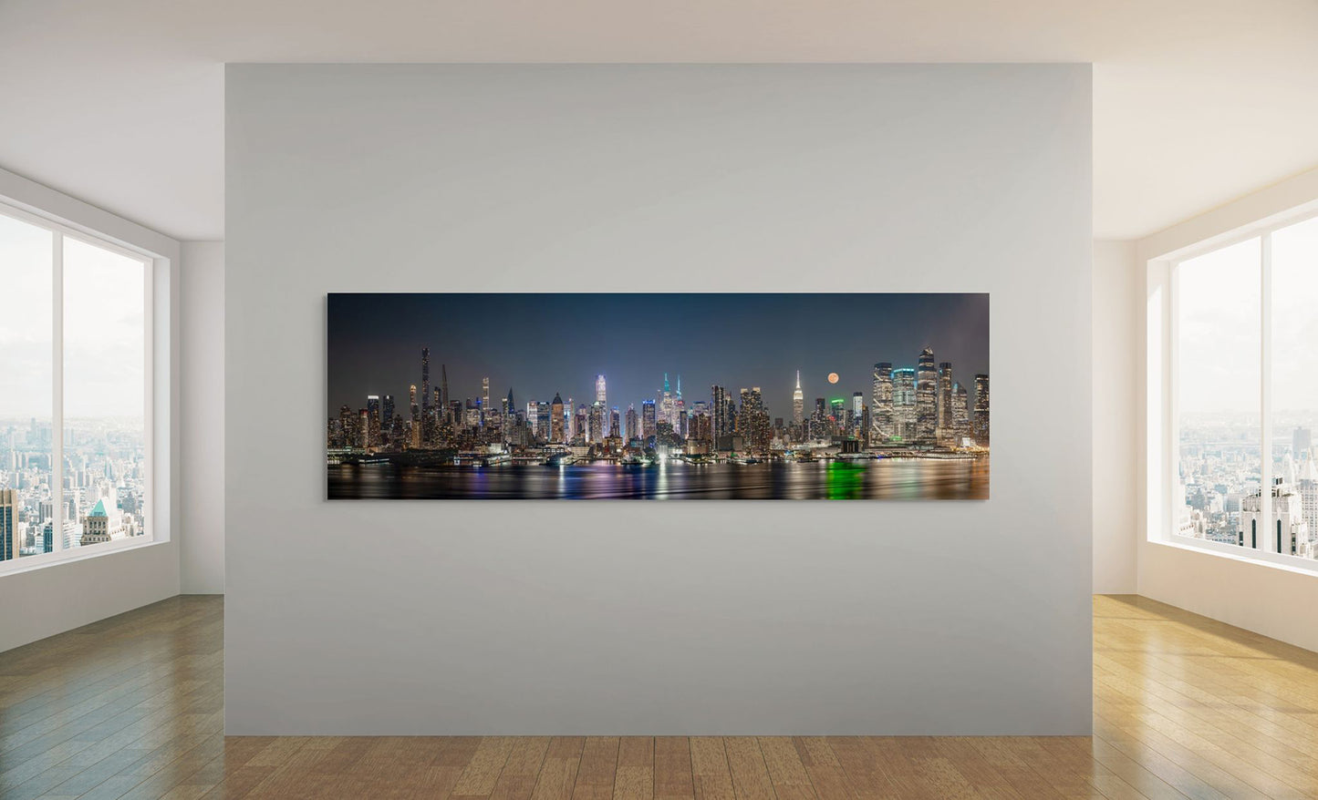 New York City panoramic skyline color photo print under Acrylic glass