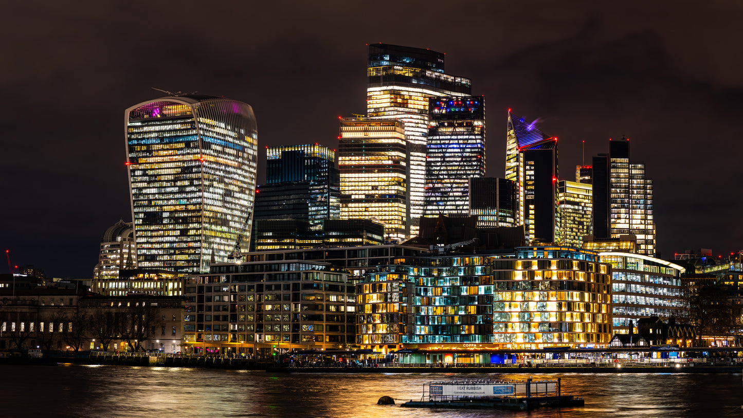 panoramic view of city of london from the south bank in color