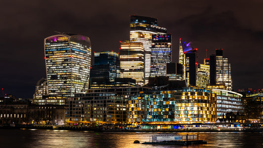 panoramic view of city of london from the south bank in color