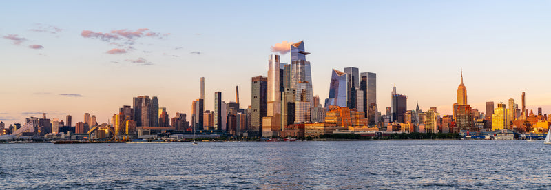 New York City panoramic skyline at sunset from Jersey City
