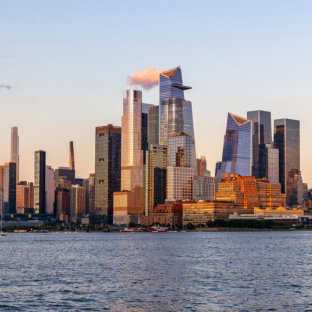 New York City panoramic skyline at sunset from Jersey City