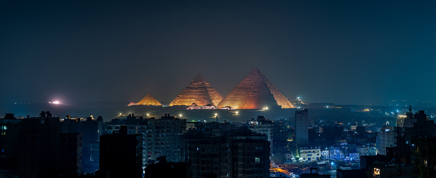 Pyramids of Giza at night landscape #1