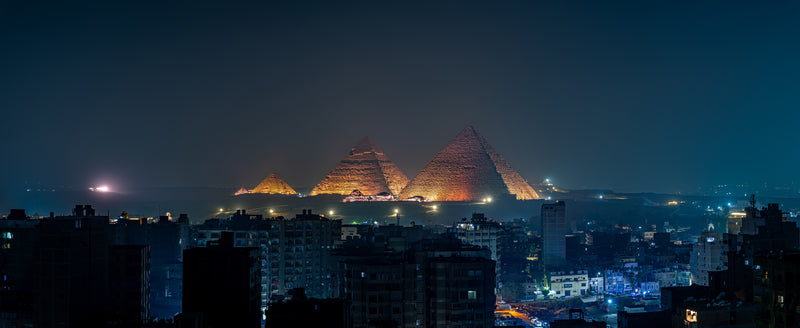 Pyramids of Giza at night landscape #1