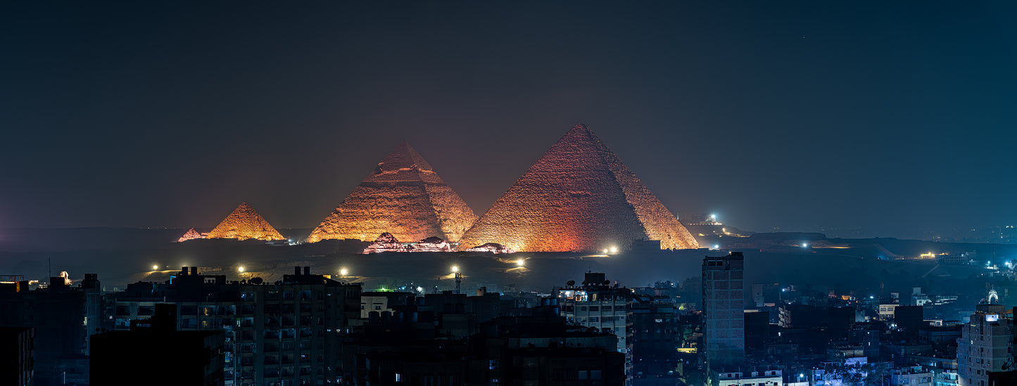 Pyramids of Giza at night landscape #1