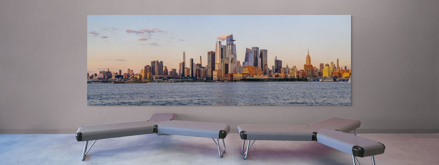 New York City panoramic skyline at sunset from Jersey City